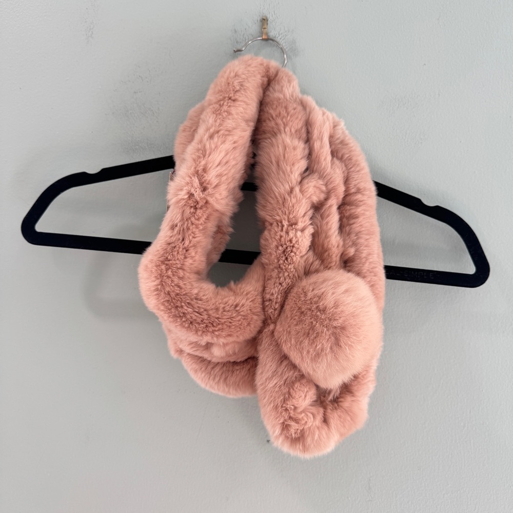 Luxurious Blush Pink Vincent Pradier Real Rex Rabbit Fur Scarf